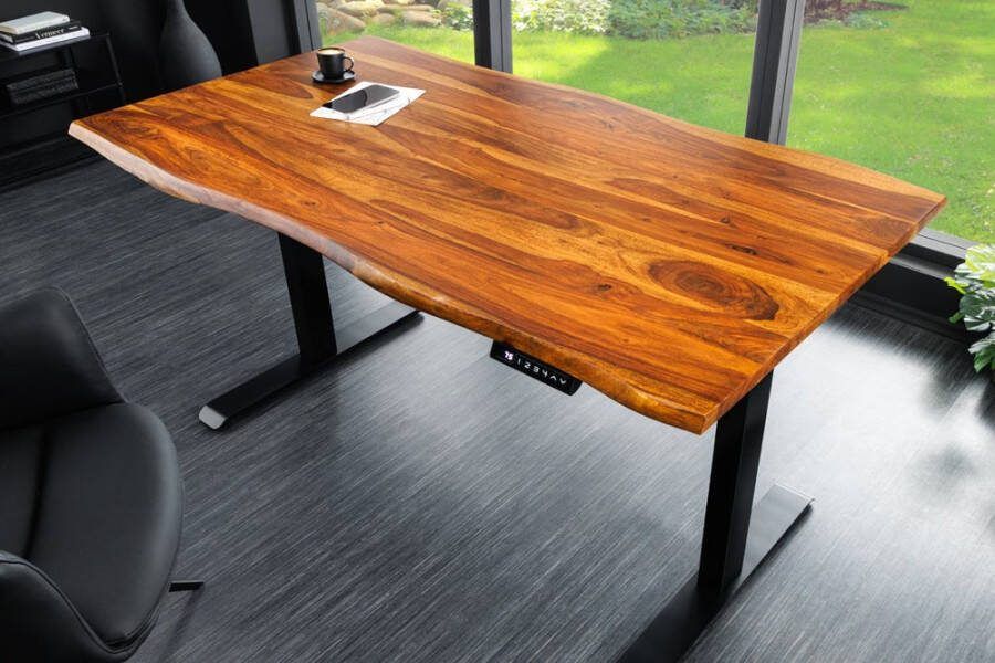 Invicta Interior Bureau MAMMUT 160 cm tafelblad van sheeshamhout in hoogte verstelbaar zonder poten 46810