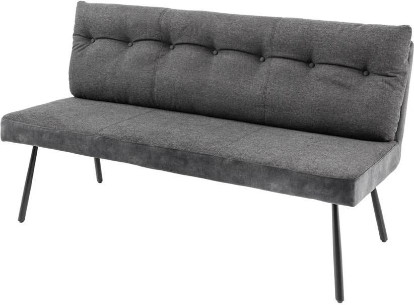 Invicta Interior Bank BIG GEORGE 160cm plat geweven stof met verende kern fluweel antraciet 44012