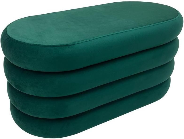 Invicta Interior Bankje VOGUE 85cm ovaal bekleed met opbergruimte fluweel groen 48925