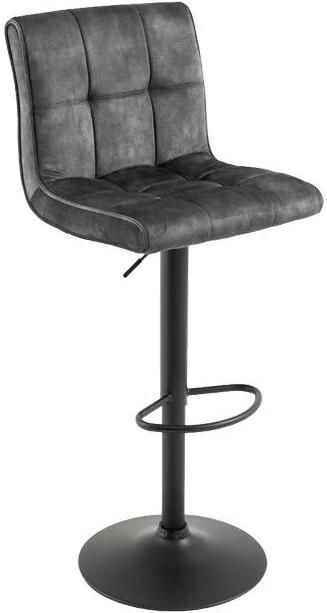 Invicta Interior Bar stool MODENA 92-116cm 360° rotatable velvet anthracite w black metal frame