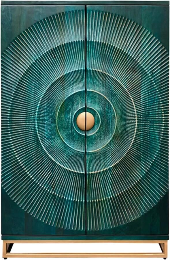 Invicta Interior Barkast GOLDEN SUNSET 140cm 3D mangohout turquoise handgemaakt 48526