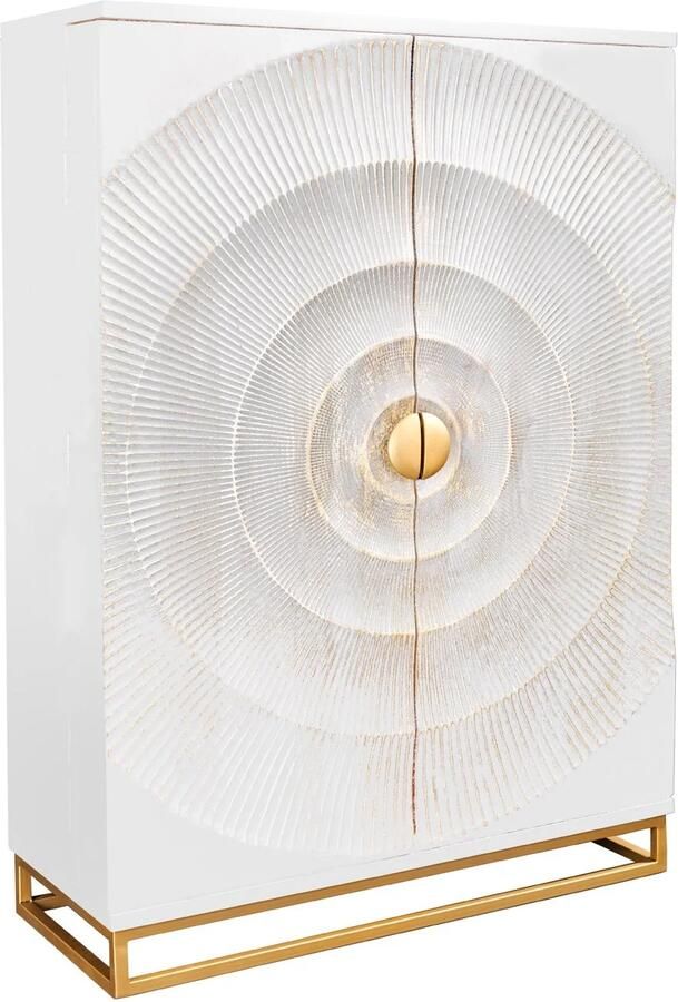 Invicta Interior Barkast GOLDEN SUNSET 140cm 3D mangohout wit handgemaakt 48409
