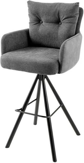 Invicta Interior Barkruk BIG GEORGE met armleuningen plat geweven fluweel antraciet draaibaar. 44717
