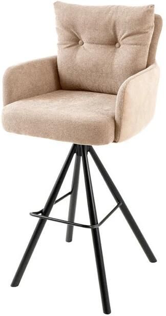 Invicta Interior Barkruk BIG GEORGE met armleuningen plat geweven fluweel champagnebeige draaibaar. 44718