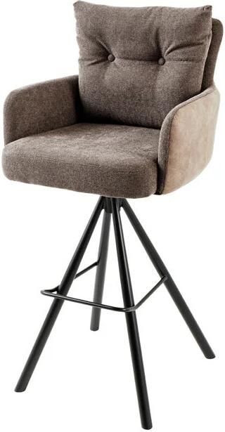 Invicta Interior Barkruk BIG GEORGE met armleuningen plat geweven fluweel taupekleurig draaibaar. 44719