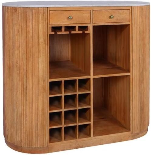 Invicta Interior Bartafel TRES CHIC 120cm mangohout naturel met wit marmeren blad