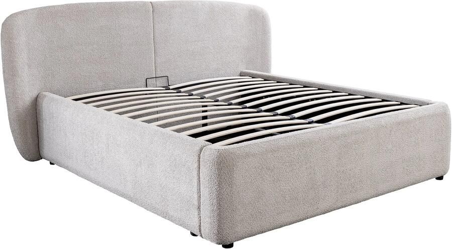 Invicta Interior Bed ART DECO 180x200cm bouclé greige met opbergruimte 45332