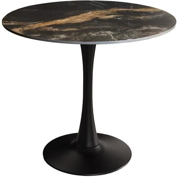 Invicta Interior Bistro table LYON 80cm round aurora oro ceramic black gold sand