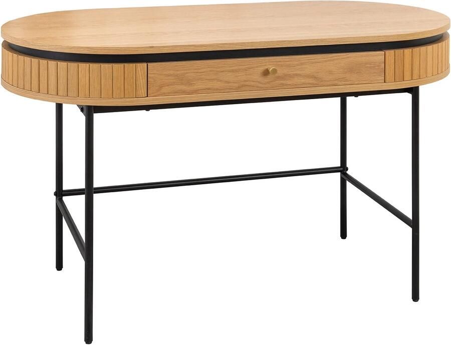 Invicta Interior Bureau ATELIER 120 cm natuurlijke eikenhoutlook met zwart metalen frame 47455