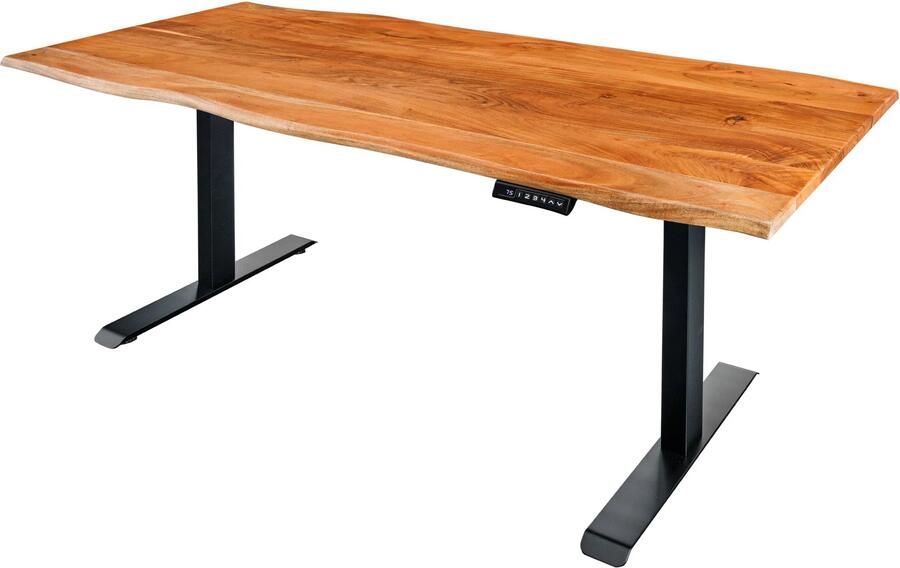 Invicta Interior In hoogte verstelbaar bureau MAMMUT 180cm Acacia massief houten boomrand handgemaakt 44822