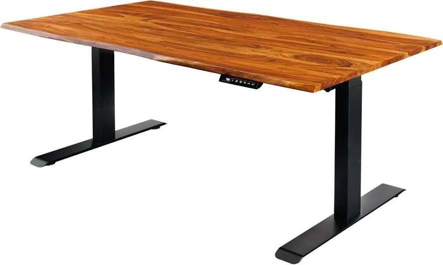Invicta Interior Bureau MAMMUT 160 cm tafelblad van sheeshamhout in hoogte verstelbaar zonder poten 46810