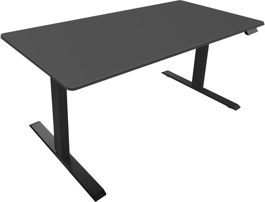 Invicta Interior Bureau ZWART BUREAU 140 cm in hoogte verstelbaar antraciet met zwart frame 47547