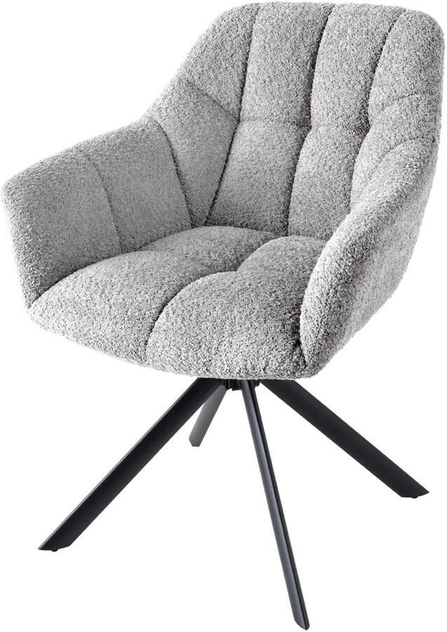 Invicta Interior Draaistoel PAPILLON draaibaar 180 graden met armleuningen boucle grijs 44593