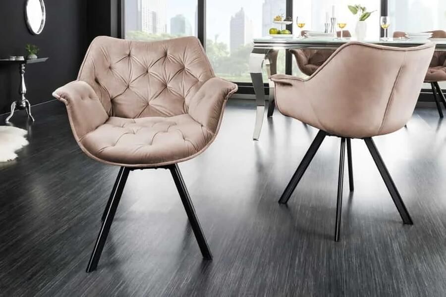 Invicta Interior Bureaustoel THE DUTCH COMFORT grijs fluweel met armleuningen Modern Design 44066