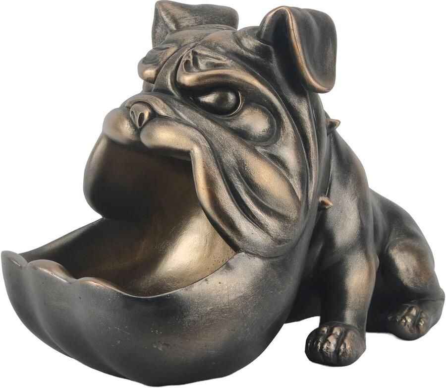 Invicta Interior Decoratief beeldje van een bulldog van 30 cm brons met opbergvak. 48016