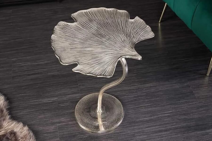Invicta Interior Decoratieve bijzettafel GINKGO LEAF 45cm zilver handgemaakt metaal 41790
