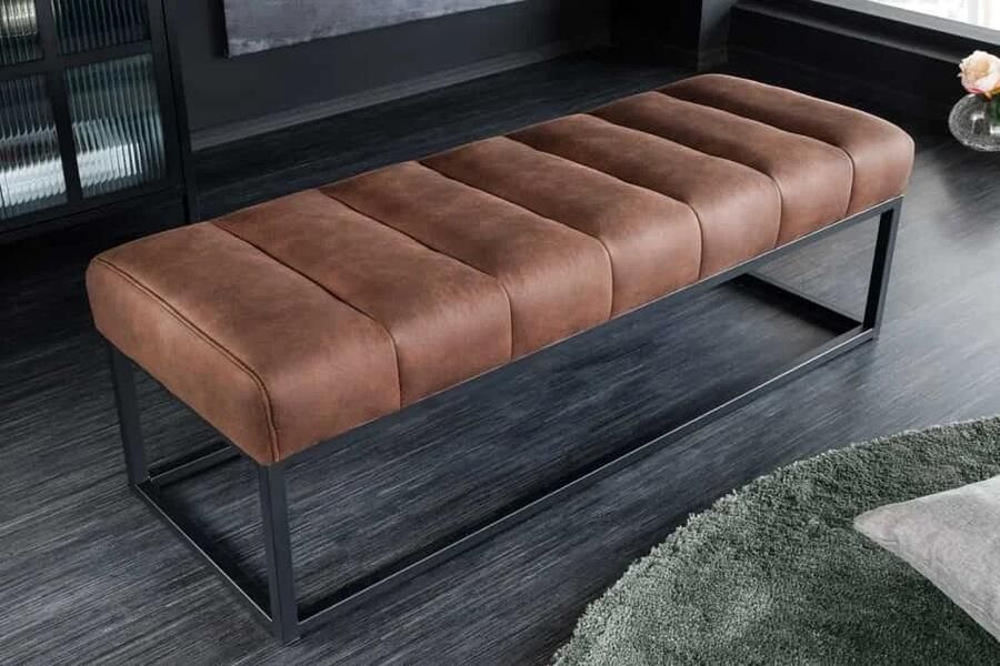 Invicta Interior Design bank PETIT BEAUTE 110cm antiekbruin microvezel zwart metalen frame 44426