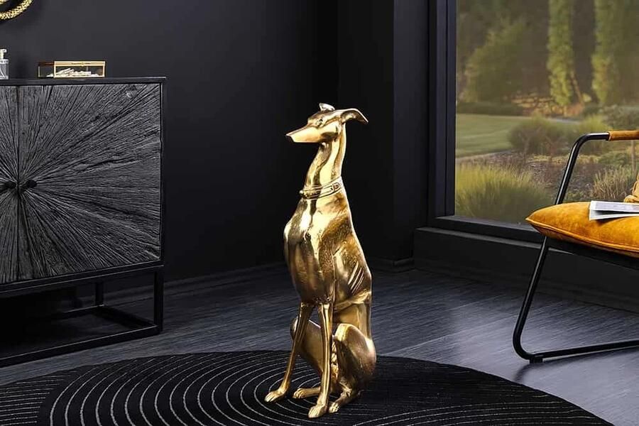 Invicta Interior Design Sculptuur GREYHOUND 70cm goud metaal aluminium greyhound beeldje 45170