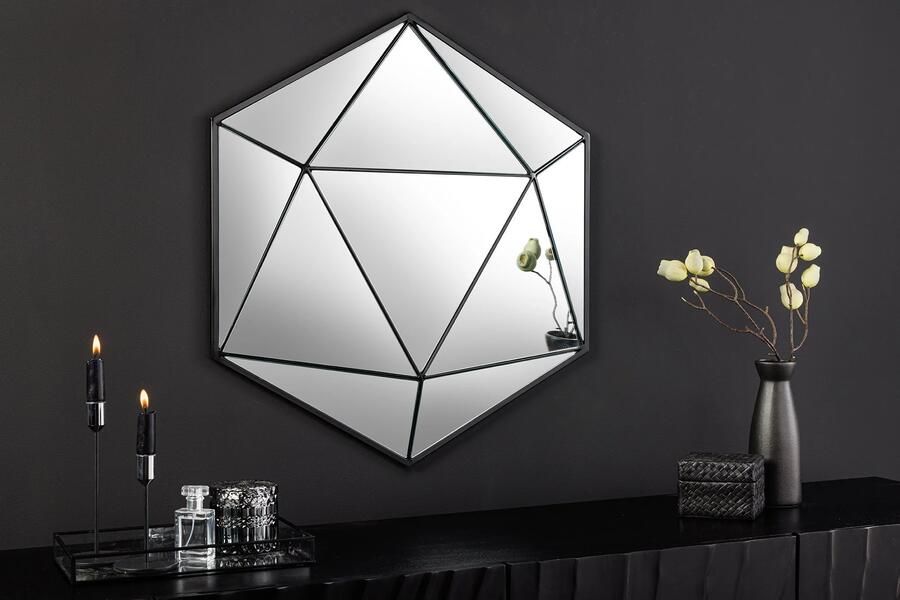 Invicta Interior Design spiegel DIAMOND 65cm zwart metaal handgemaakt 43824