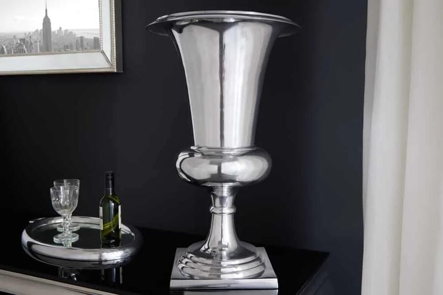 Invicta Interior Design vaas GOAL 75cm zilver plantenbeker aluminium 37466
