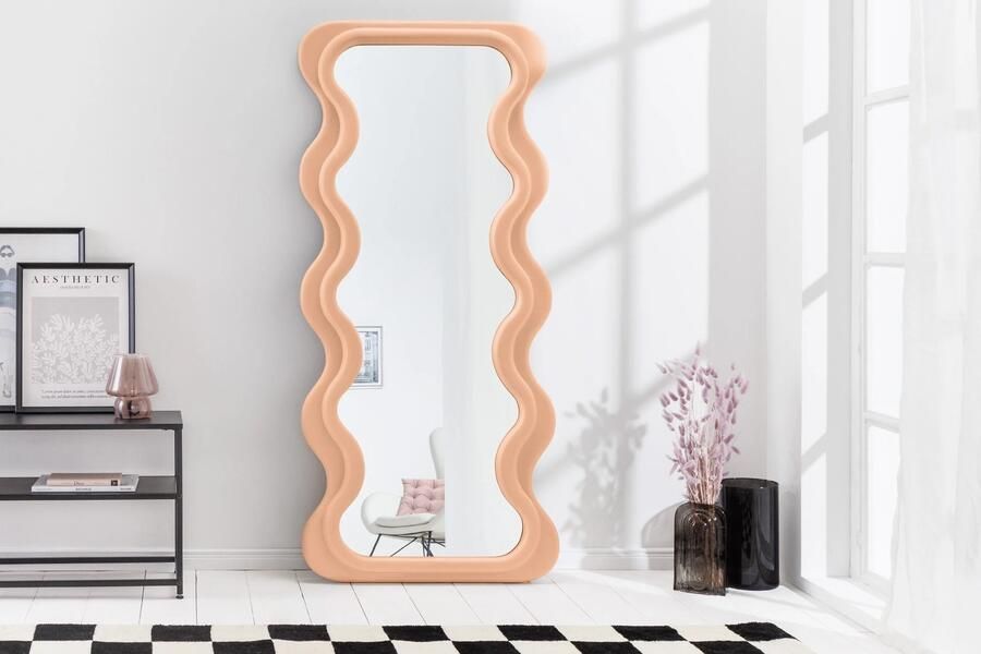 Invicta Interior Design Wandspiegel CURVY 160cm abrikoos Pastel Spiegel 44676