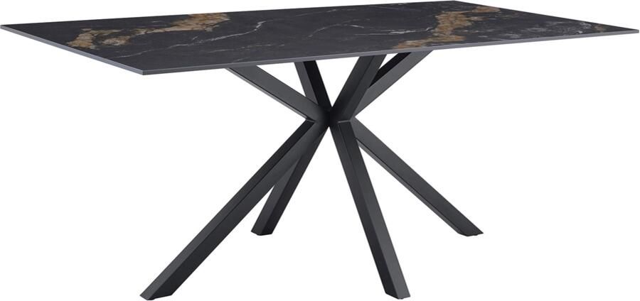 Invicta Interior Dining table GALAXIE 180cm w star frame aurora oro ceramic black gold sand