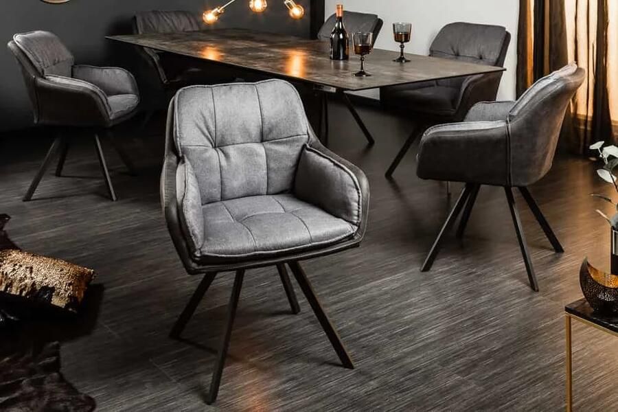 Invicta Interior Draaibare designstoel MR. LOUNGER antracietgrijs met armleuning retrostijl 39301
