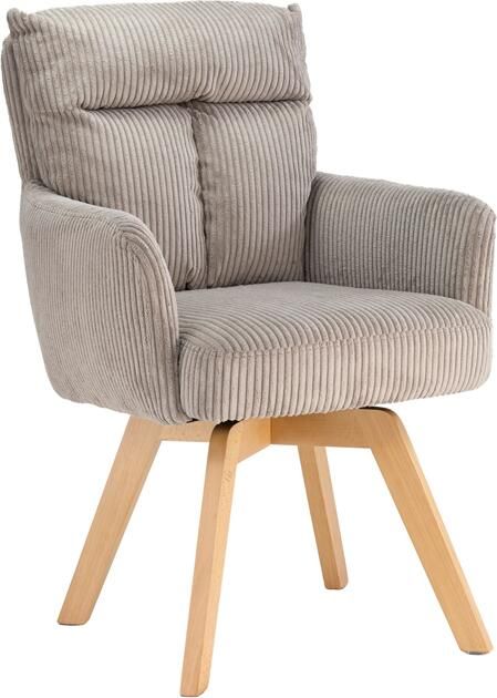 Invicta Interior Draaibare fauteuil BIG GEORGE 360° roteerbaar berkenhout frame met armleuningen veerkern koord greige 48903