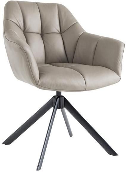 Invicta Interior Draaibare fauteuil PAPILLON 180° met armleuningen leer taupe