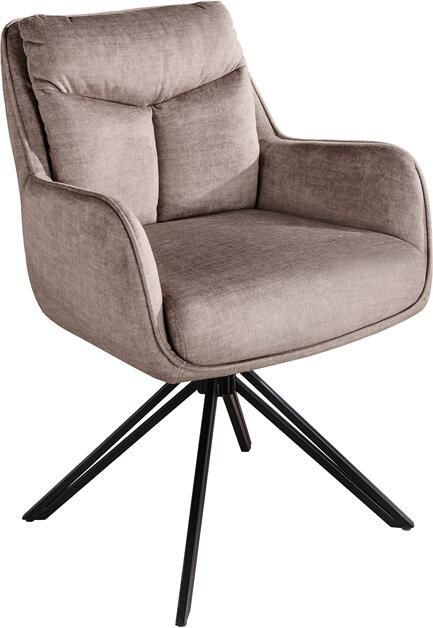 Invicta Interior Draaibare fauteuil PROMETHEUS roteerbaar 180° met armleuningen vogue velours fluweel taupe