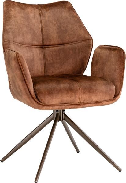 Invicta Interior Draaibare stoel CONCORD 180° auto-return met armleuningen pocket spring core fluweel roestbruin 48898