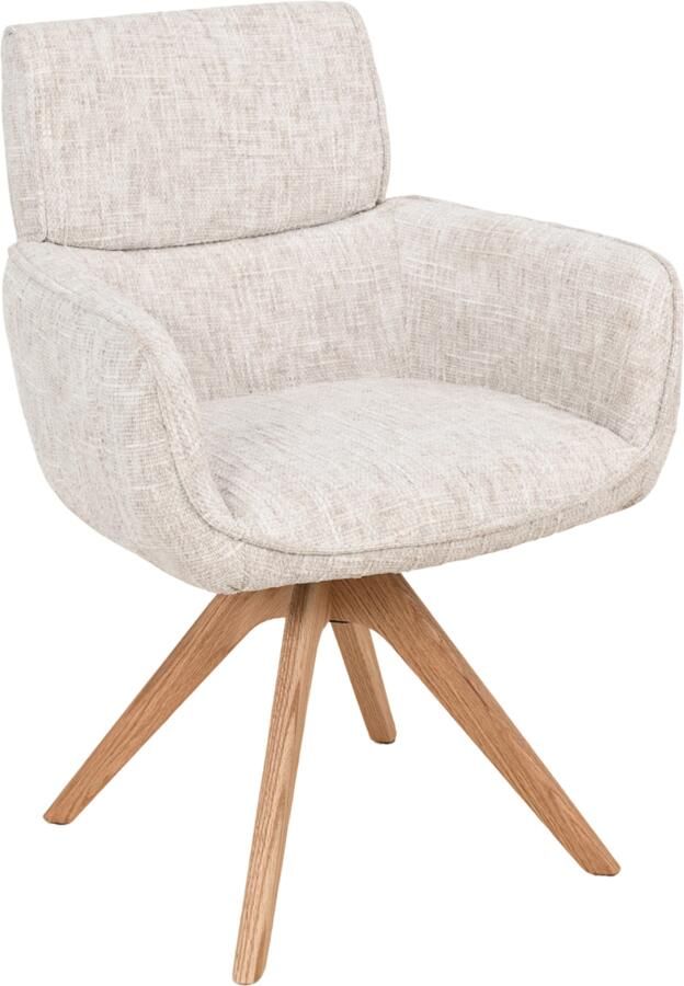 Invicta Interior Draaibare stoel UNIQUE 180° auto-return met armleuningen chenille stof beige natural 48561