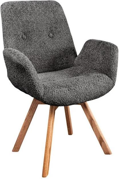 Invicta Interior Draaistoel BALTIC 360° draaibaar bouclé donkergrijs met eikenhouten poten naturel. 45165
