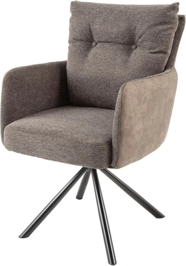 Invicta Interior Draaistoel BIG GEORGE met armleuningen plat geweven microvezelstof taupe draaibaar 44011