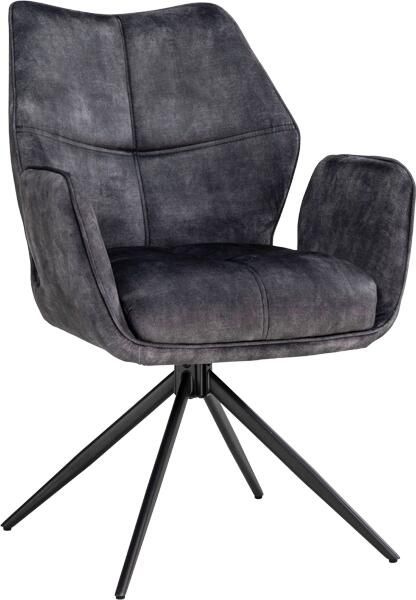 Invicta Interior Draaistoel CONCORD 180° auto-return met armleuningen zakveersysteem fluweel donkergrijs zwart 48900