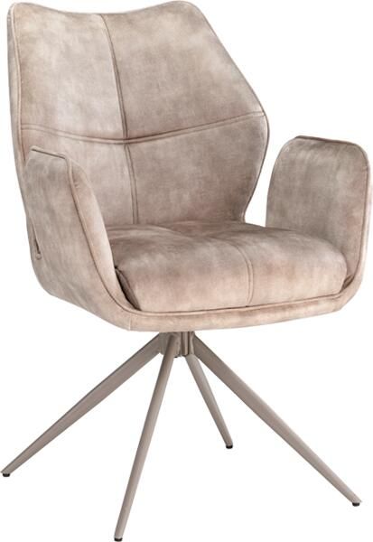 Invicta Interior Draaistoel CONCORD 180° auto-terugkeer met armleuningen zakveersysteem fluweel champagne greige 48899