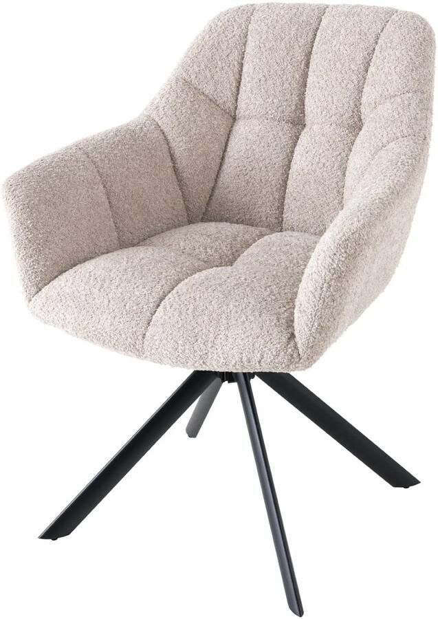 Invicta Interior Draaistoel PAPILLON draaibaar 180 graden met armleuningen boucle beige 44592