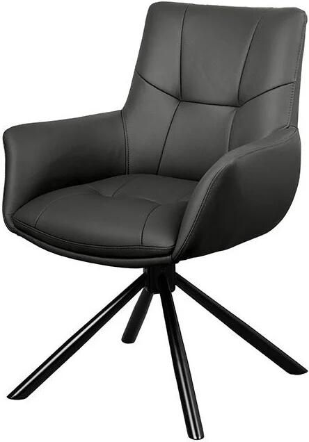 Invicta Interior Draaistoel SIGNATURE 360° met armleuningen verende kern zwart leer draaibaar 47469