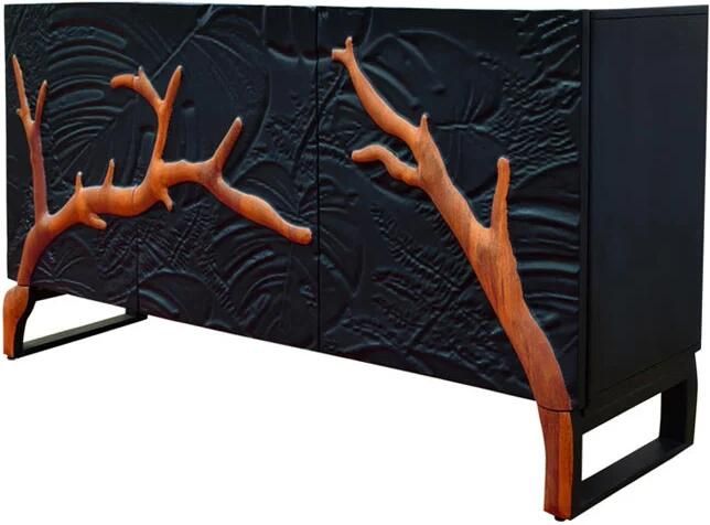Invicta Interior Dressoir FOREST 160 cm 3D mangohout zwartbruin 46199