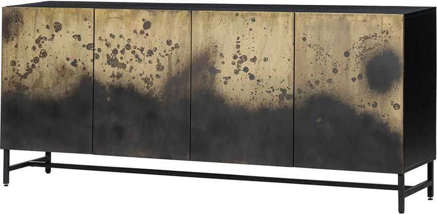 Invicta Interior Dressoir OXID 180cm metaal zwart goud massief mangohout 47587