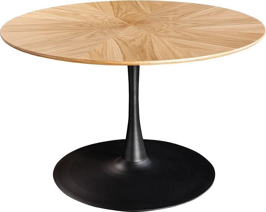 Invicta Interior Eettafel ATELIER 120 cm rond natuurlijke eikenhoutlook met zwart metalen frame 46559