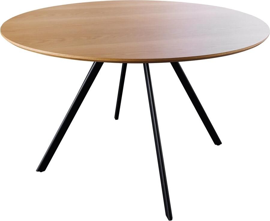 Invicta Interior Eettafel ATELIER 120 cm rond natuurlijke eikenhoutlook met zwarte metalen poten 46572