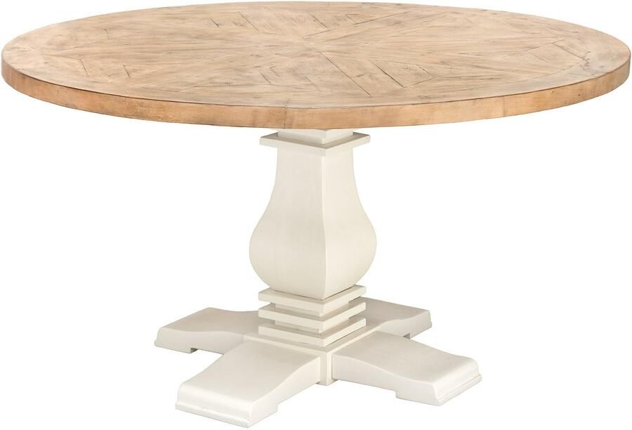 Invicta Interior Eettafel HAMPTONS 120cm rond gerecycled grenen licht bruin crème 48661
