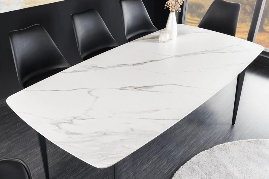 Invicta Interior Eettafel MILANO 180 cm wit marmer keramiek zwart metalen frame 44766
