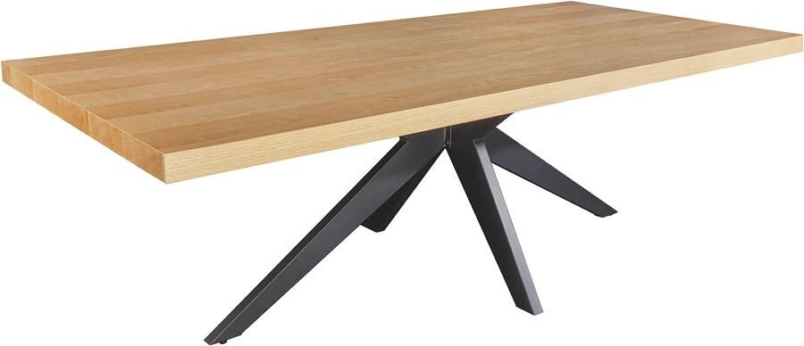 Invicta Interior Eettafel ZEUS 240 cm natuurlijke eikenhoutlook met zwart metalen frame 46565