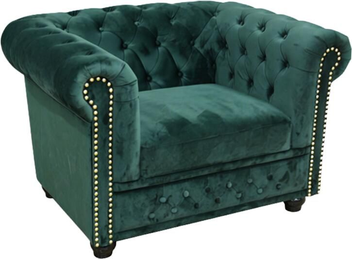 Invicta Interior Fauteuil CHESTERFIELD antieke uitstraling fluweel smaragdgroen 49285