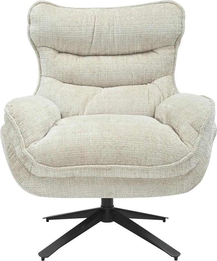 Invicta Interior Fauteuil CLOUD 360° draaibaar met structuurstof champagnebeige en zwart metalen frame. 46705
