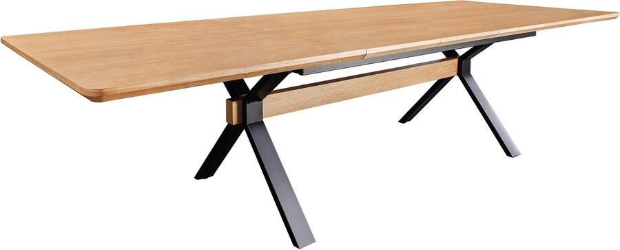 Invicta Interior GIANT eettafel 180-300 cm uitschuifbaar natuurlijke eikenhouten look met zwart metalen frame 46563