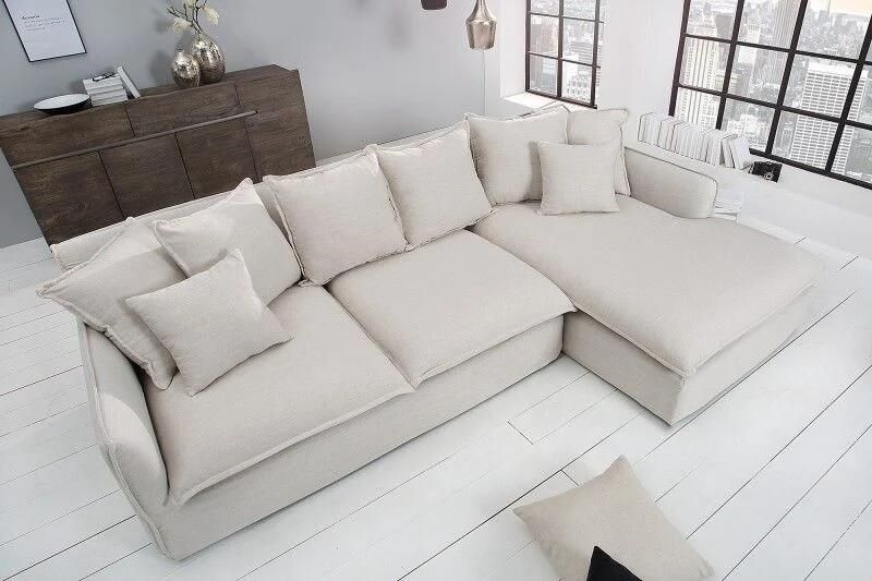 Invicta Interior Grote hoekbank HEAVEN 255cm naturel linnen stof inclusief kussens landelijke stijl 37599