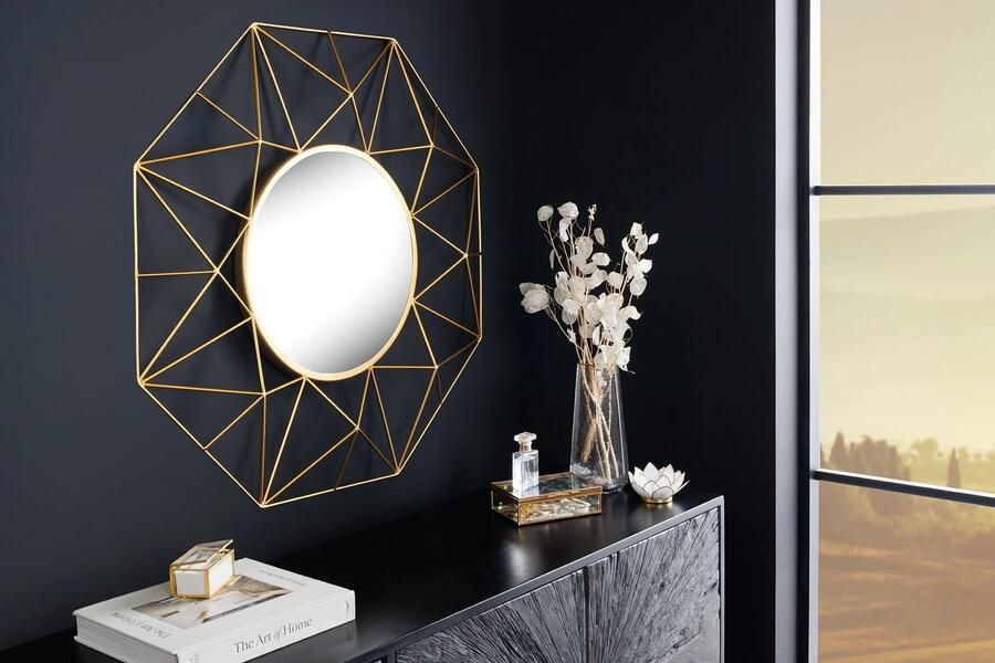 Invicta Interior Handgemaakte spiegel DIAMOND L 80cm goud gemaakt van ijzer in retro design 43733